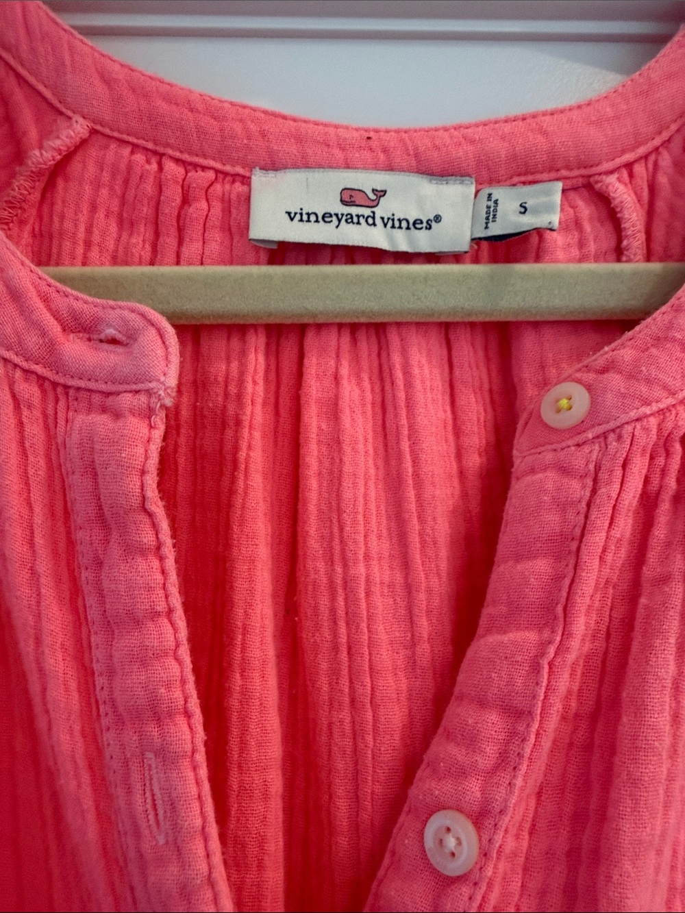 Vineyard Vines Coral Pink Button-Front Mini Dress - Picture 2 of 3